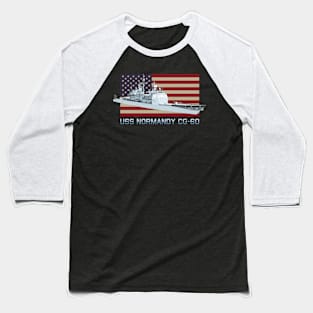 Normandy CG-60 Ship Diagram American Flag Gift Baseball T-Shirt